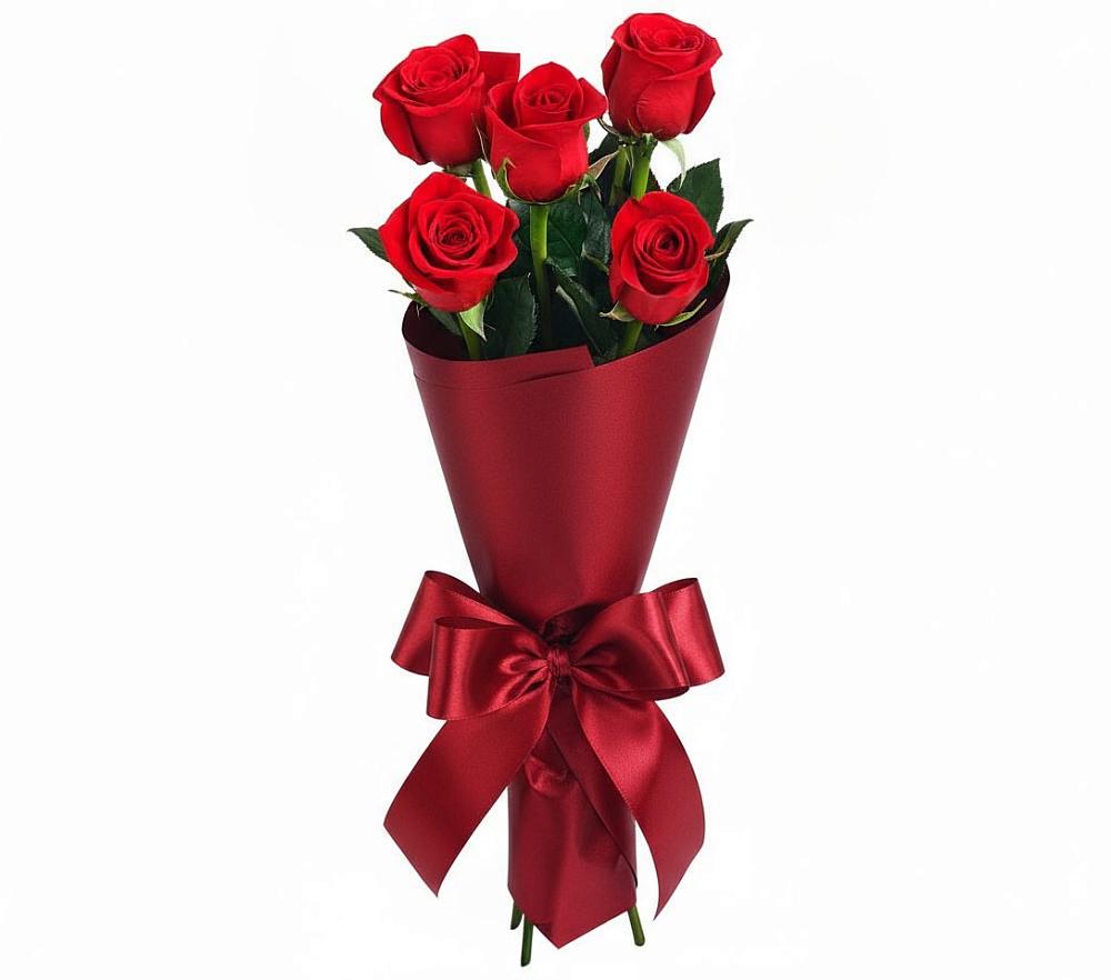 Букет 5 Красных роз Эдлесс Лав в Барда