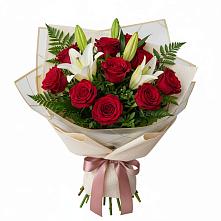 Букет цветов из:  Лилии и Розы в Барда