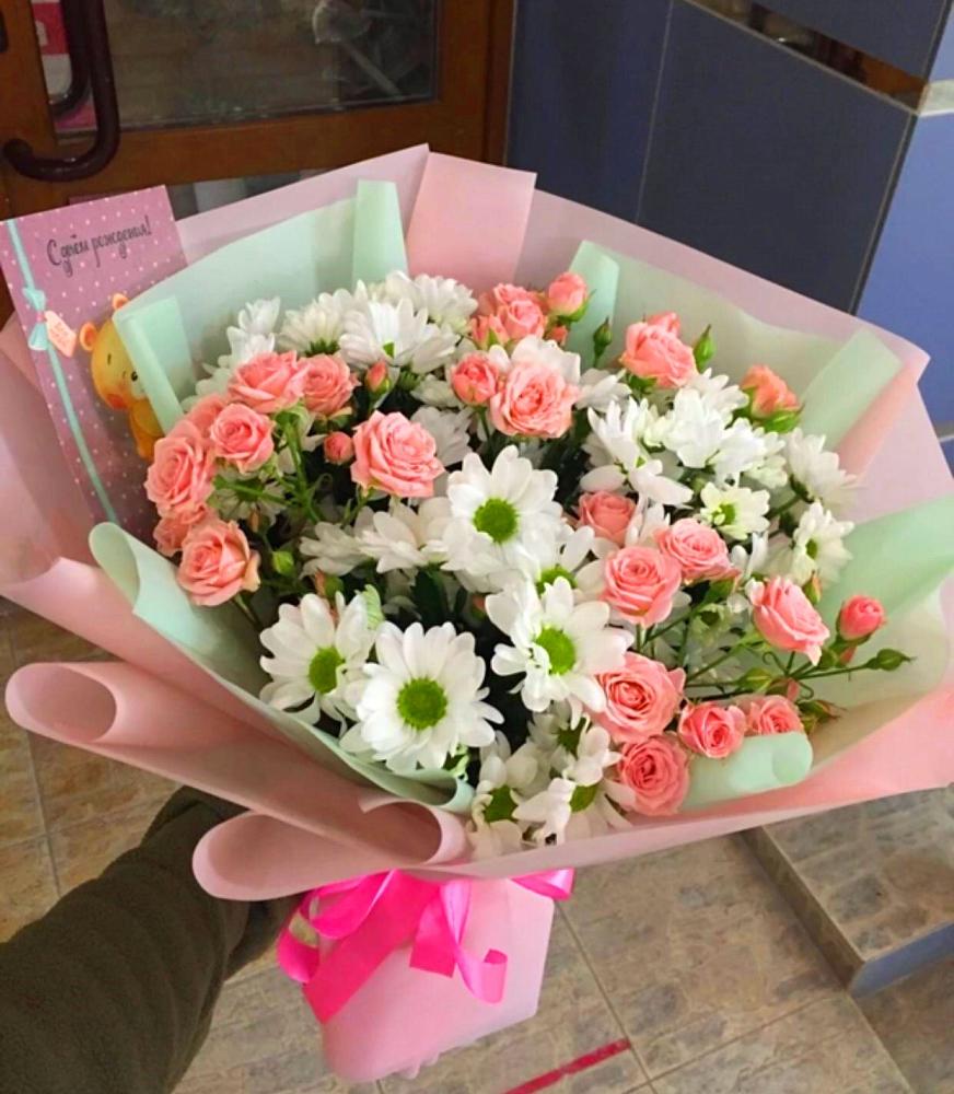 Букет цветов из: Розы и Хризантемы в Барда