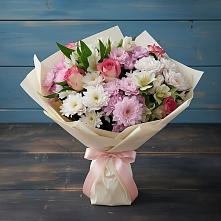 Букет цветов из:  Хризантемы, Альстромерии и Розы #REPLACE_PRED# Барда