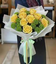 Букет цветов из:  Хризантемы и Розы в Барда