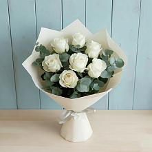 Букет Белые розы в Эвкалипте #REPLACE_PRED# Барда